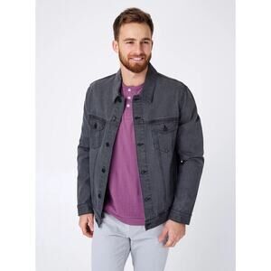 7 Diamonds Men’s Mac Denim Jacket Trucker Charcoal Jean Size Small Button Front